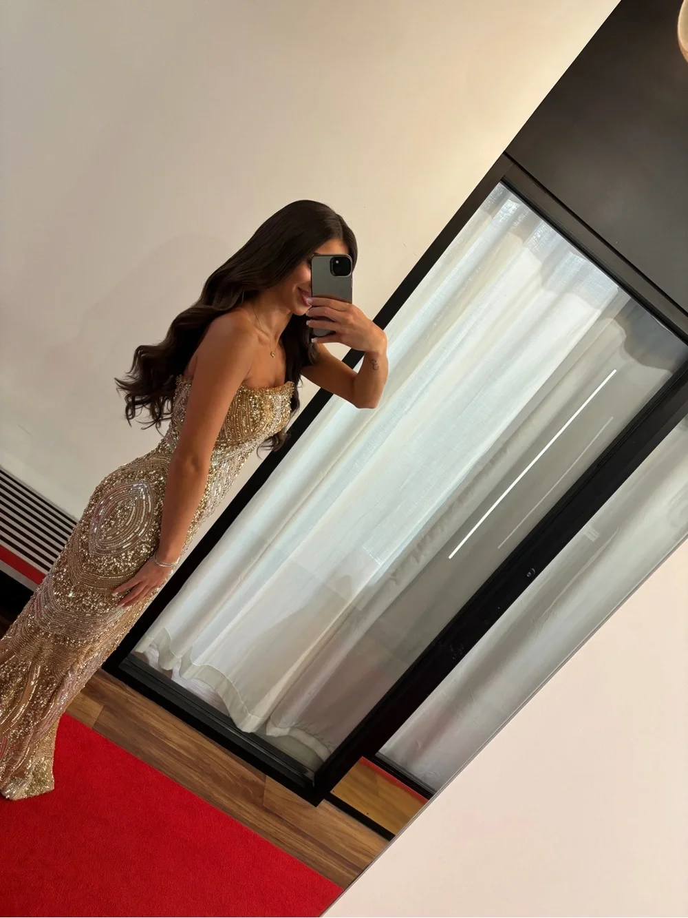 Strapless Gold Sequin Evening Gown - Picture 3 of 3